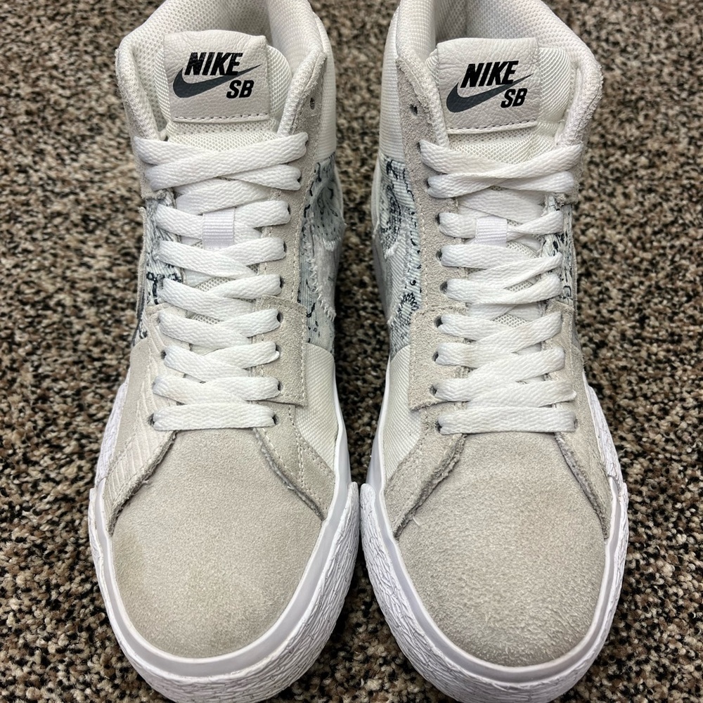 Nike Sb Zoom Blazer Mid Prm Athletic Shoes Mens Size 5 White Gray[DM0859-100]